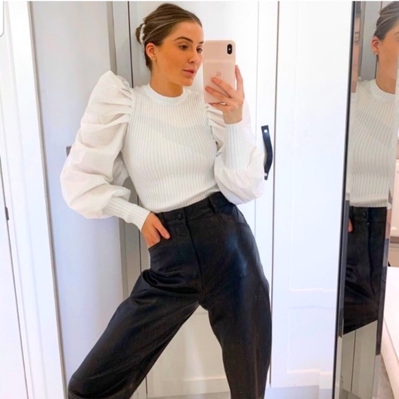 Zara Oversized Ballon Sleeve Combination Knit Top - Picture 14 of 16